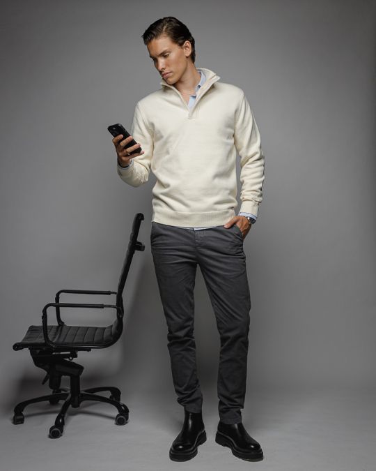 FEHÉR FÉRFI KÖTÖTT PULÓVER 1D25FW6033LS1101