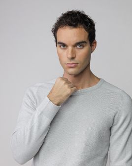 GREY MEN'S KNITTED SWEATER 1D25FW6016LS1101