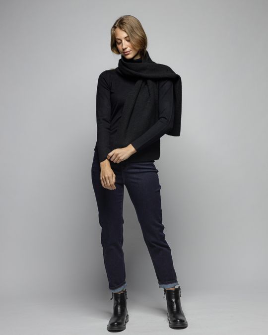 FEKETE NŐI KÖTÖTT GARBÓ PULÓVER 2D25FW6540LS1101