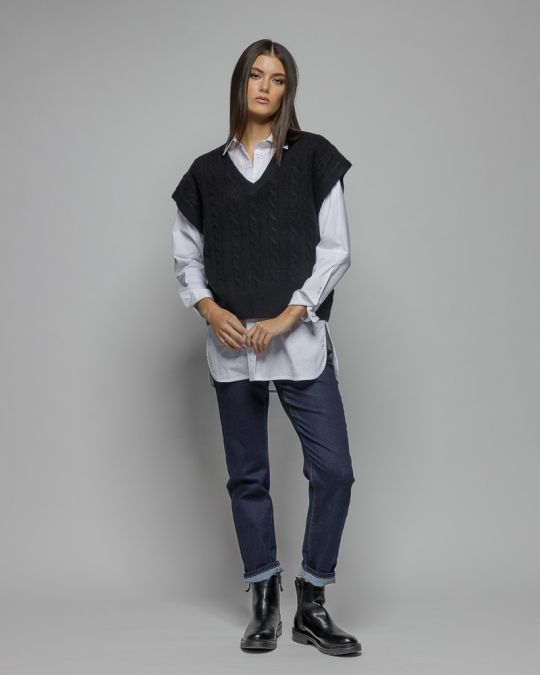 BLACK WOMEN'S KNITTED VEST 2D25FW6550SL1101