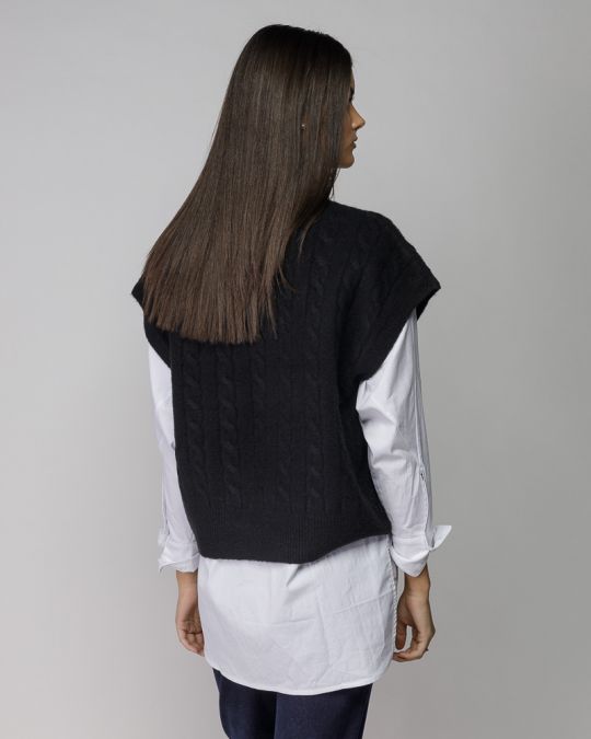 BLACK WOMEN'S KNITTED VEST 2D25FW6550SL1101