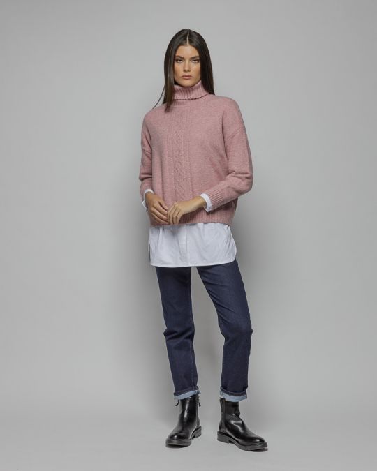 RÓZSASZÍN NŐI KÖTÖTT PULÓVER 2D25FW6551LS1101