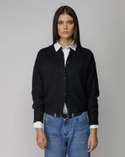 FEKETE NŐI KÖTÖTT GOMBOS KARDIGÁN