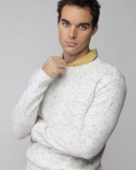 WHITE MEN'S KNITTED SWEATER 1D25FW6035LS1101