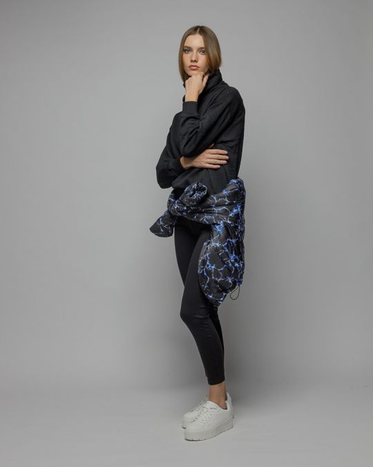 BLACK WOMEN'S JACQUARD SWEATER 2D25FW4596LS1201