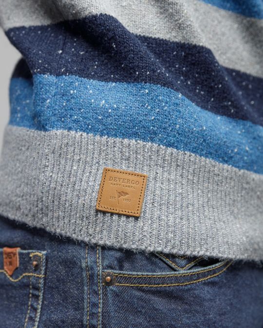 KÉK FÉRFI CSÍKOS KÖTÖTT PULÓVER 1D25FW6034LS1101