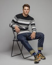 FEKETE FÉRFI CSÍKOS KÖTÖTT PULÓVER