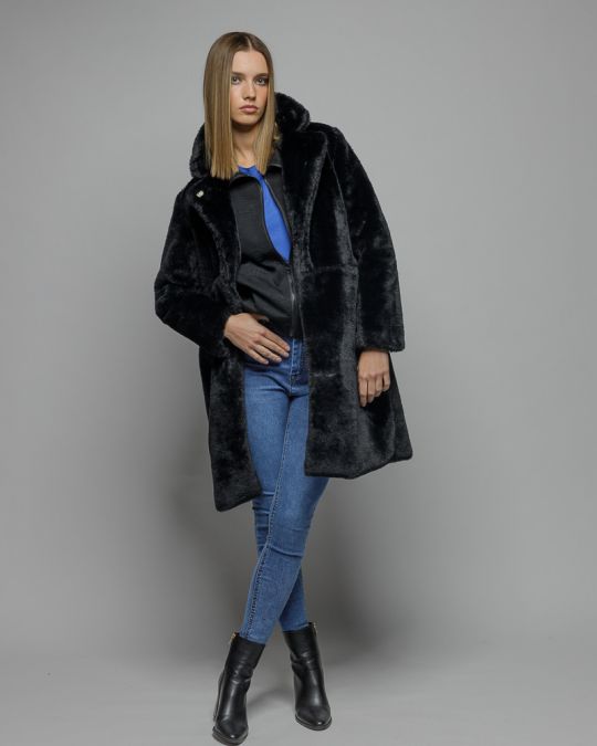 FEKETE NŐI CIPZÁRAS ZSAKÁRD PULÓVER 2D25FW4597KA1201