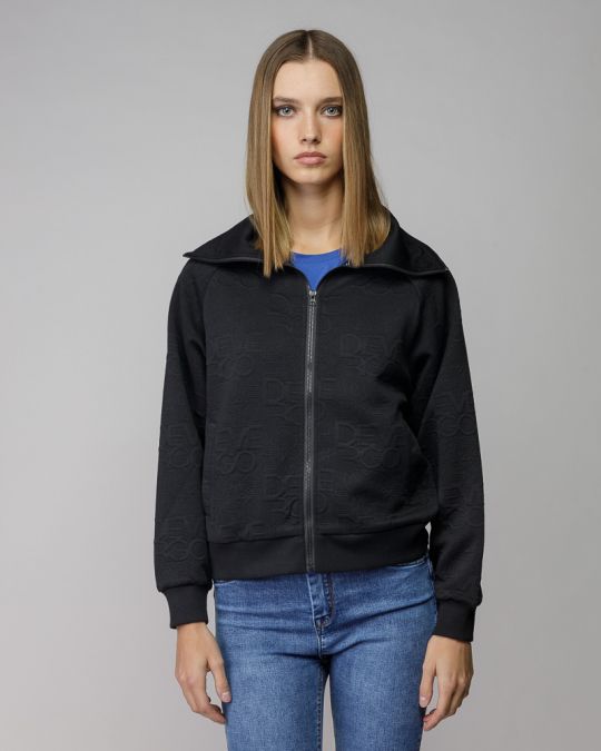 FEKETE NŐI CIPZÁRAS ZSAKÁRD PULÓVER 2D25FW4597KA1201