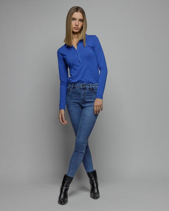 KÉK NŐI HOSSZÚ UJJÚ GALLÉROS PÓLÓ 2D25FW4566LS0205