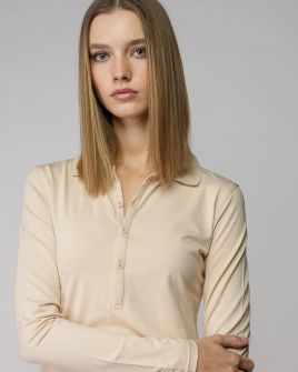 BEIGE WOMEN'S LONG SLEEVE POLO SHIRT 2D25FW4566LS0205