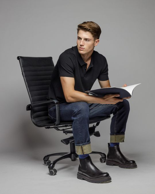 FEKETE FÉRFI RÖVID UJJÚ GALLÉROS PÓLÓ 1D25FW4058SS1101