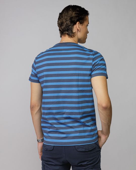 BLUE MEN'S STRIPED SHORT SLEEVE T-SHIRT 1D25FW4056SS0105