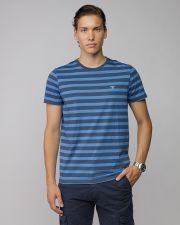 BLUE MEN'S STRIPED SHORT SLEEVE T-SHIRT