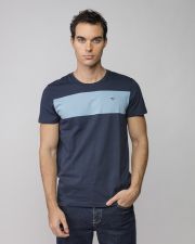 BLUE MEN'S STRIPED SHORT SLEEVE T-SHIRT