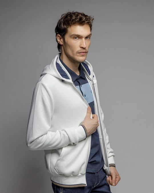 FEHÉR FÉRFI CIPZÁRAS PULÓVER 1D25FW4097KA0701