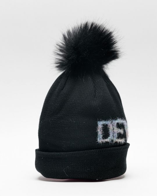 BLACK WOMEN'S KNITTED BEANIE 2D25FW8505HA1101