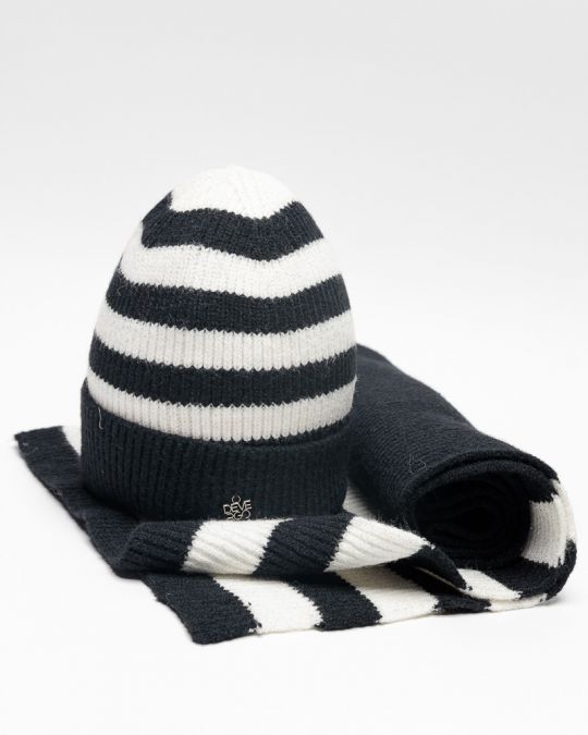 BLACK WOMEN'S KNITTED BEANIE 2D25FW8509HA1101