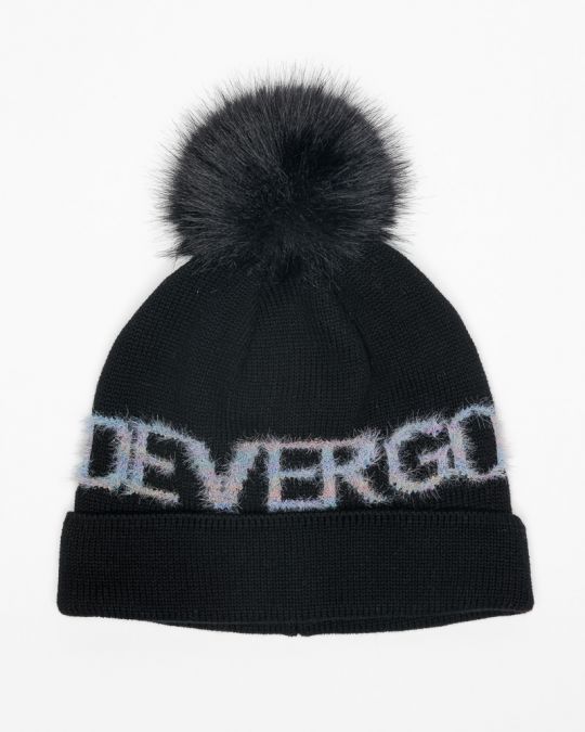 BLACK WOMEN'S KNITTED BEANIE 2D25FW8505HA1101