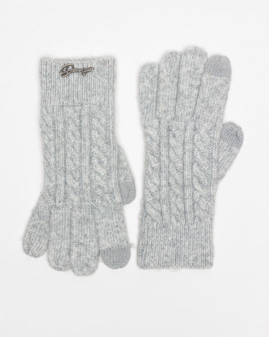 GREY WOMEN'S KNITTED GLOVES 2D25FW8527KE1101