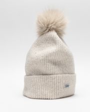 BEIGE WOMEN'S KNITTED BEANIE