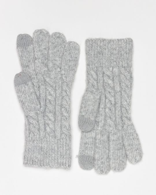 GREY WOMEN'S KNITTED GLOVES 2D25FW8527KE1101