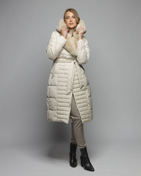 BÉZS NŐI SZŐRMÉS HOSSZÚ KABÁT 2D25FW3572KA1600