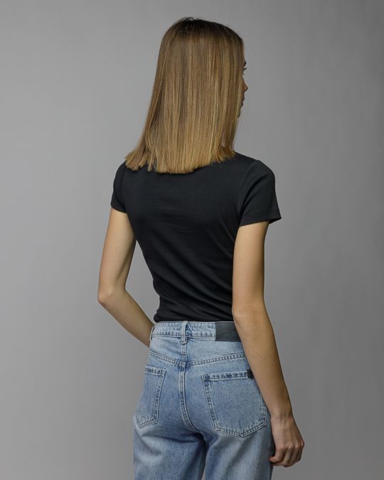 BLACK WOMEN'S SHORT SLEEVE T-SHIRT 2D26SS4521SS3305