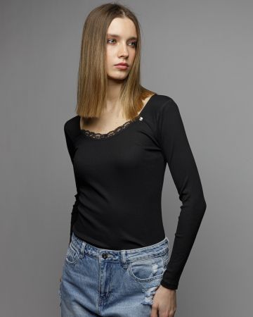 BLACK WOMEN'S LONG SLEEVE T-SHIRT 2D26SS4550LS3305