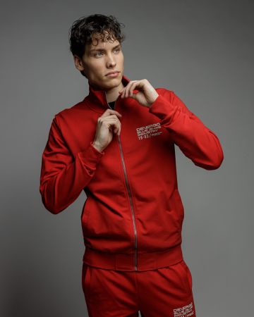 PIROS FÉRFI CIPZÁRAS PULÓVER 1D26SS4085KA0705