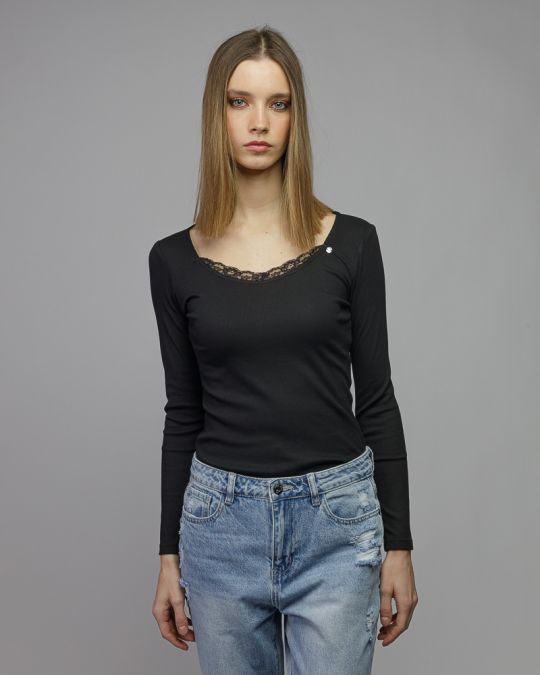 FEKETE NŐI HOSSZÚ UJJÚ PÓLÓ 2D26SS4550LS3305