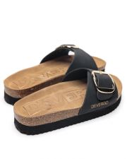 BLACK WOMEN'S SLIPPERS  - GAIA BUCKLE