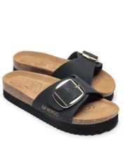 FEKETE NŐI PAPUCS  - GAIA BUCKLE