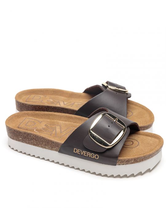 BARNA NŐI PAPUCS  - GAIA BUCKLE DE26SS2549BU PT