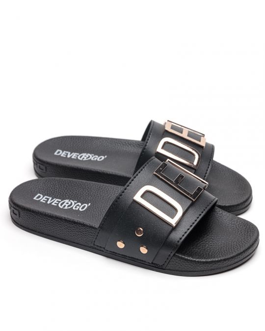 BLACK WOMEN'S SLIPPERS  - CARAVELLA LETTERS DE26SS2526LT SY