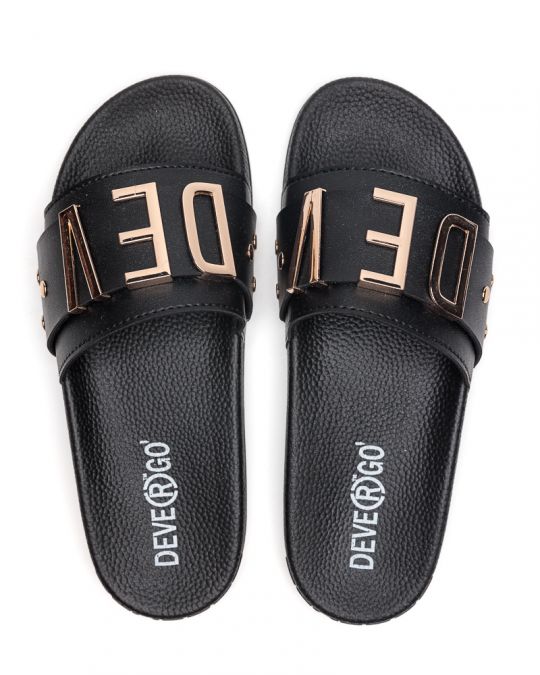 BLACK WOMEN'S SLIPPERS  - CARAVELLA LETTERS DE26SS2526LT SY