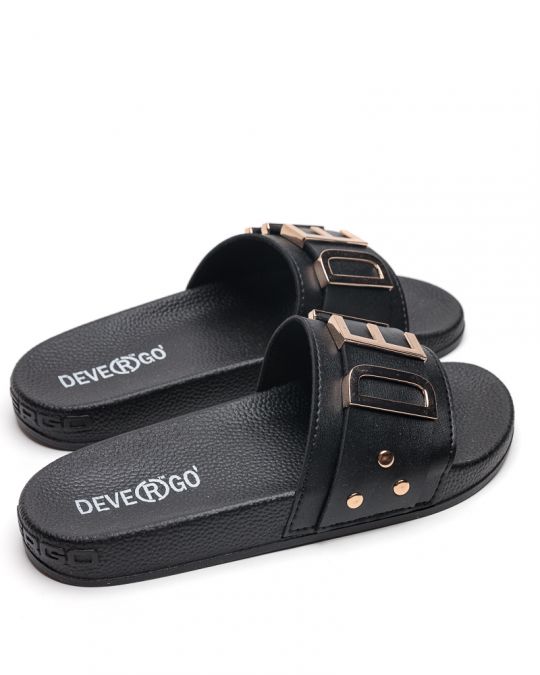 BLACK WOMEN'S SLIPPERS  - CARAVELLA LETTERS DE26SS2526LT SY