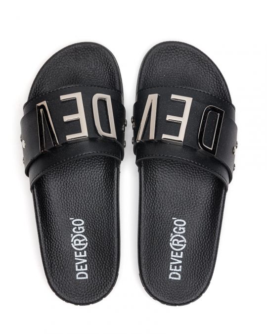 BLACK WOMEN'S SLIPPERS  - CARAVELLA LETTERS DE26SS2526LT SY