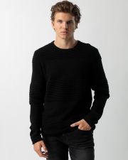 BLACK MEN'S KNITTED SWEATER