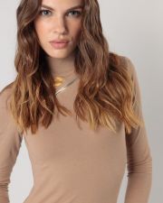 BEIGE WOMEN'S LONG-SLEEVED T-SHIRT