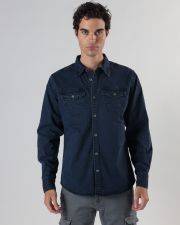 BLUE MEN'S LONG-SLEEVED SHIRT