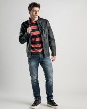 BLACK MEN'S VEGAN LEATHER JACKET