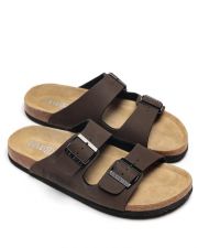 BROWN MEN'S LEATHER SANDALS - ALFRED