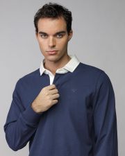 BLUE MEN'S LONG SLEEVE POLO SHIRT