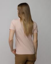 RÓZSASZÍN NŐI V-NYAKÚ RÖVID UJJÚ PÓLÓ