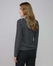 BLACK WOMEN'S STRIPED LONG SLEEVE T-SHIRT