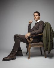 BROWN MEN'S LONG SLEEVE POLO SHIRT