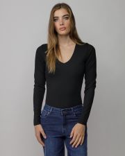 BLACK WOMEN'S LONG SLEEVE BODYSUIT