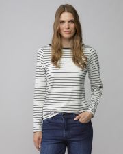 WHITE WOMEN'S STRIPED LONG SLEEVE T-SHIRT