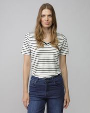 WHITE WOMEN'S STRIPED SHORT SLEEVE T-SHIRT